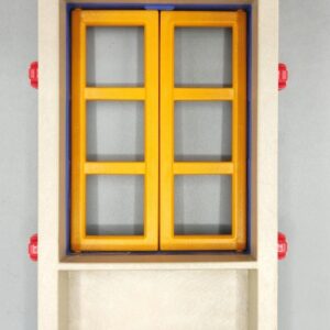 Muro con ventana liso de cantería, 1 unidad de ancho (Sistema X) con ventana de bisagras, 3 hojas verticales y su marco